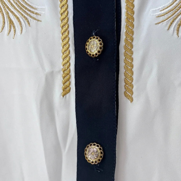 Bora Bora Vintage blouse white button down holiday New Year’s Eve - Picture 8 of 11